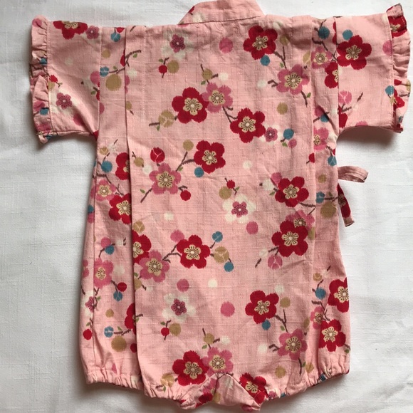 Cherry Blossom Kimono Style Wrap Around Romper - Picture 7 of 8
